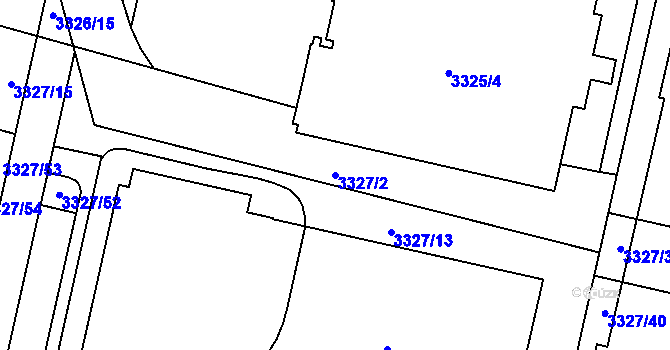 Parcela st. 3327/2 v KÚ Modřany, Katastrální mapa