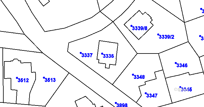 Parcela st. 3336 v KÚ Modřany, Katastrální mapa