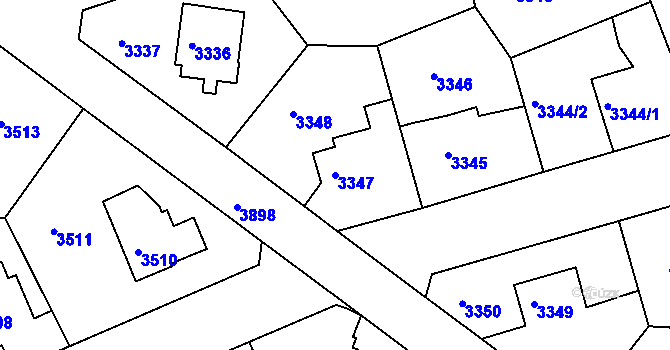 Parcela st. 3347 v KÚ Modřany, Katastrální mapa