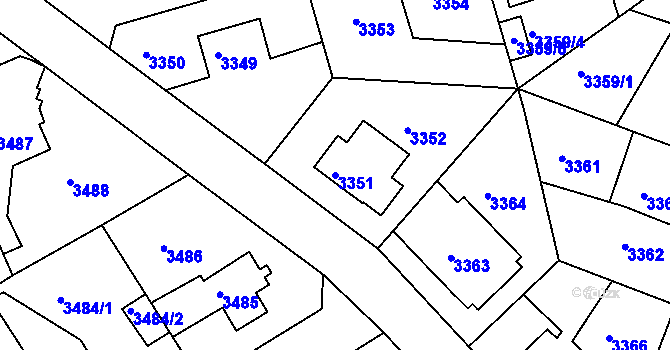 Parcela st. 3351 v KÚ Modřany, Katastrální mapa