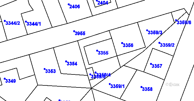 Parcela st. 3355 v KÚ Modřany, Katastrální mapa