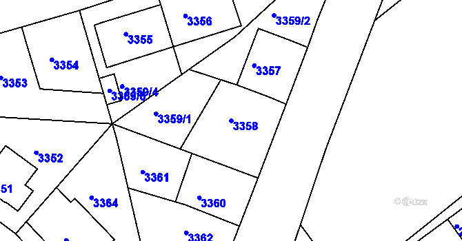 Parcela st. 3358 v KÚ Modřany, Katastrální mapa