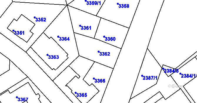 Parcela st. 3362 v KÚ Modřany, Katastrální mapa