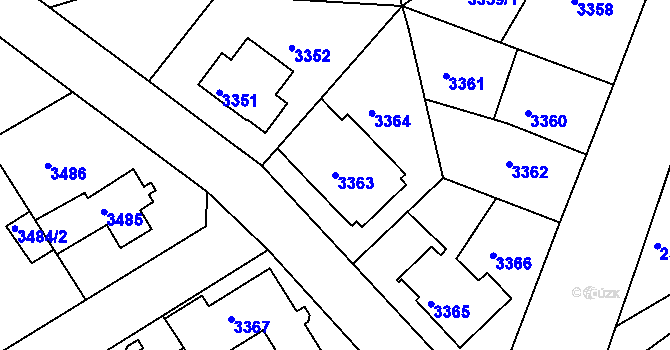 Parcela st. 3363 v KÚ Modřany, Katastrální mapa