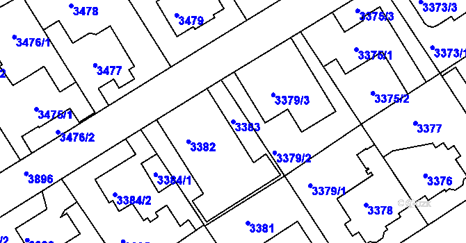 Parcela st. 3383 v KÚ Modřany, Katastrální mapa