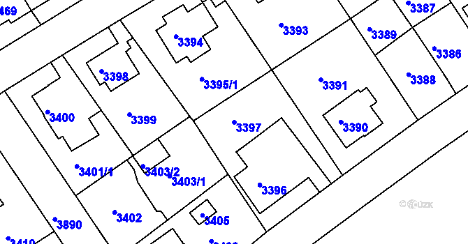 Parcela st. 3397 v KÚ Modřany, Katastrální mapa