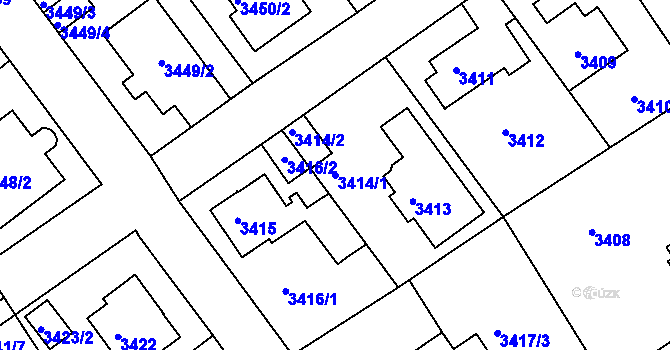 Parcela st. 3414/1 v KÚ Modřany, Katastrální mapa