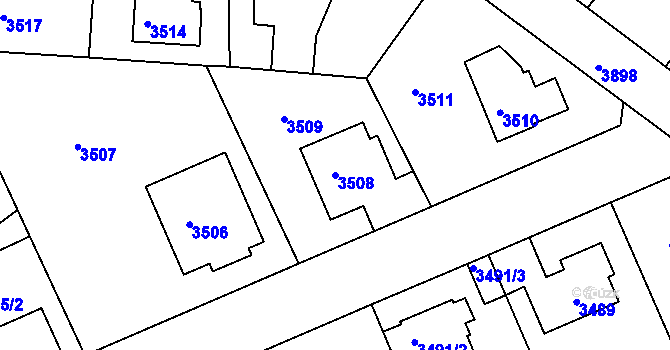 Parcela st. 3508 v KÚ Modřany, Katastrální mapa