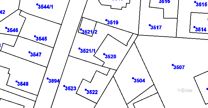 Parcela st. 3520 v KÚ Modřany, Katastrální mapa