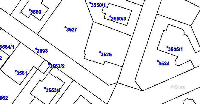 Parcela st. 3526 v KÚ Modřany, Katastrální mapa