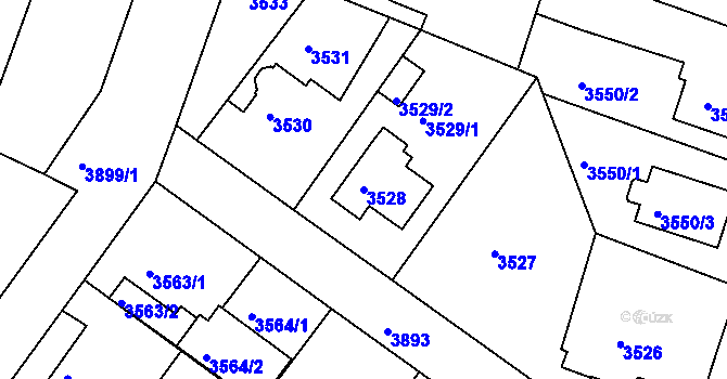 Parcela st. 3528 v KÚ Modřany, Katastrální mapa