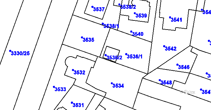 Parcela st. 3536/2 v KÚ Modřany, Katastrální mapa