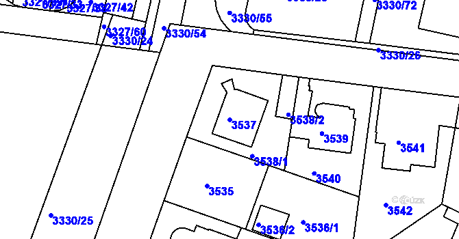 Parcela st. 3537 v KÚ Modřany, Katastrální mapa
