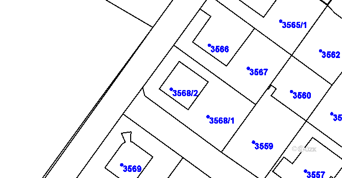 Parcela st. 3568/2 v KÚ Modřany, Katastrální mapa