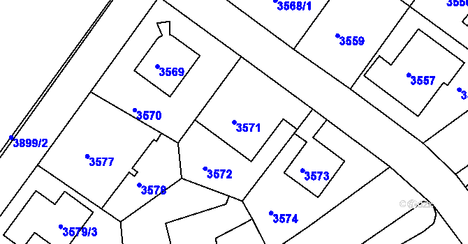 Parcela st. 3571 v KÚ Modřany, Katastrální mapa