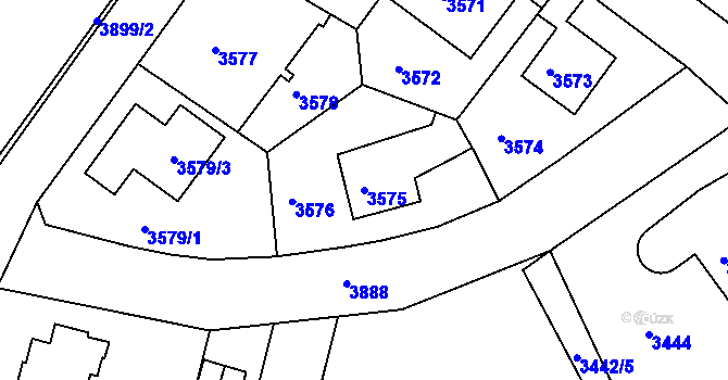Parcela st. 3575 v KÚ Modřany, Katastrální mapa