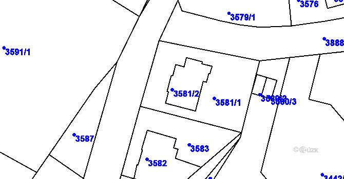 Parcela st. 3581/2 v KÚ Modřany, Katastrální mapa
