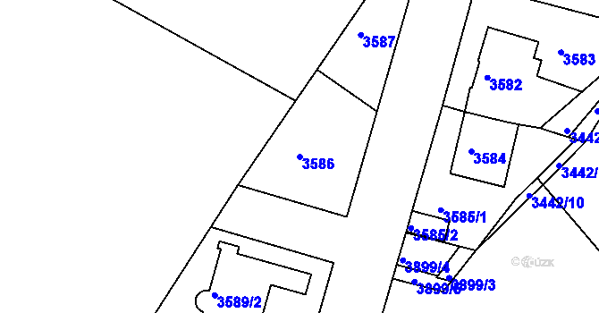 Parcela st. 3586 v KÚ Modřany, Katastrální mapa