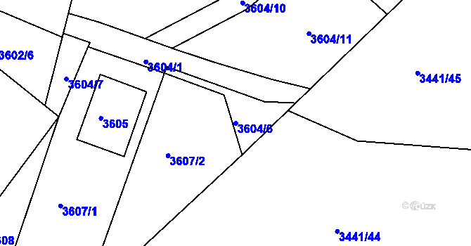 Parcela st. 3604/6 v KÚ Modřany, Katastrální mapa
