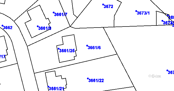 Parcela st. 3661/6 v KÚ Modřany, Katastrální mapa