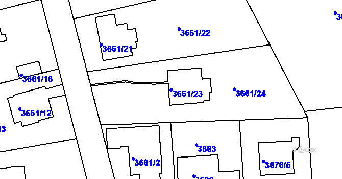 Parcela st. 3661/23 v KÚ Modřany, Katastrální mapa