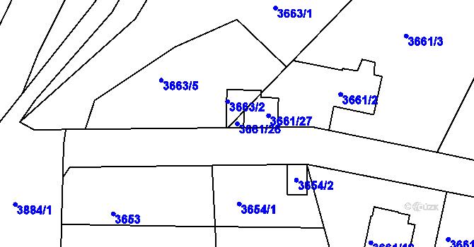 Parcela st. 3661/26 v KÚ Modřany, Katastrální mapa