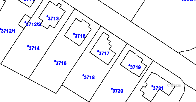 Parcela st. 3717 v KÚ Modřany, Katastrální mapa