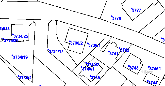 Parcela st. 3737 v KÚ Modřany, Katastrální mapa
