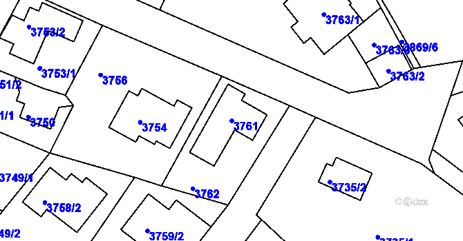 Parcela st. 3761 v KÚ Modřany, Katastrální mapa