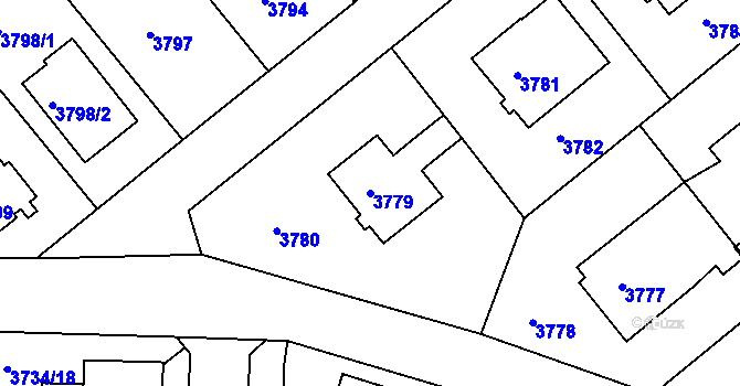 Parcela st. 3779 v KÚ Modřany, Katastrální mapa