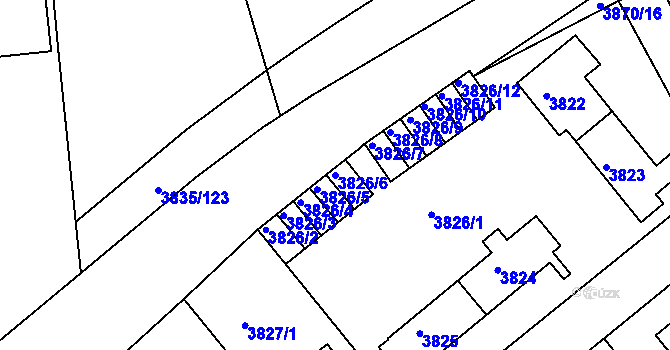 Parcela st. 3826/6 v KÚ Modřany, Katastrální mapa