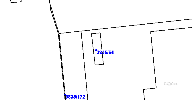 Parcela st. 3835/64 v KÚ Modřany, Katastrální mapa