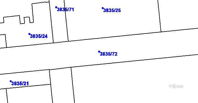 Parcela st. 3835/72 v KÚ Modřany, Katastrální mapa