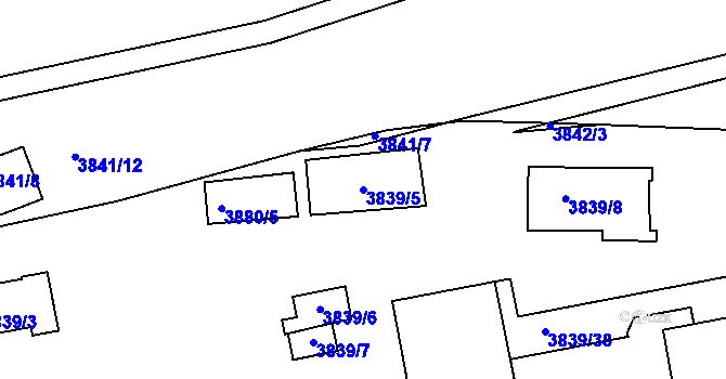 Parcela st. 3839/5 v KÚ Modřany, Katastrální mapa