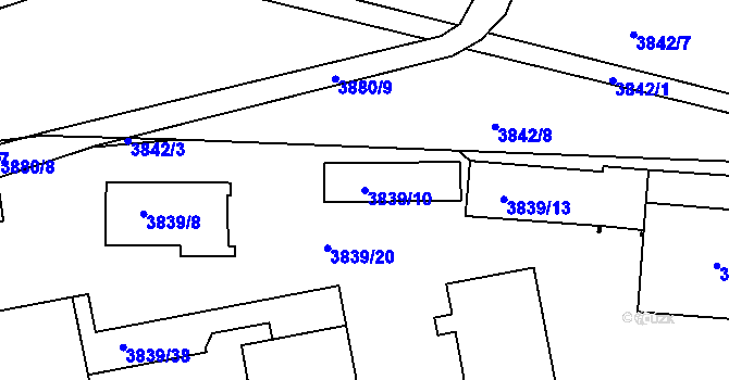 Parcela st. 3839/10 v KÚ Modřany, Katastrální mapa