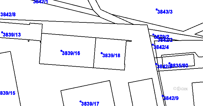 Parcela st. 3839/18 v KÚ Modřany, Katastrální mapa
