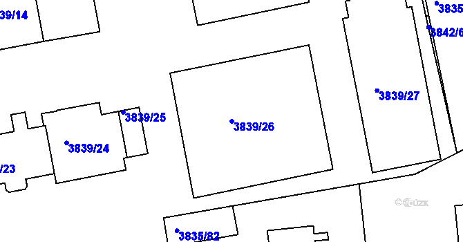Parcela st. 3839/26 v KÚ Modřany, Katastrální mapa