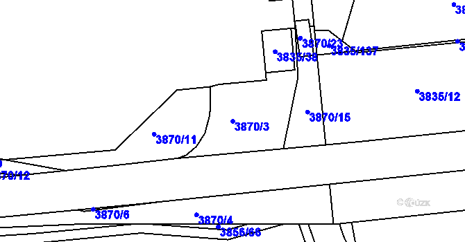 Parcela st. 3870/3 v KÚ Modřany, Katastrální mapa