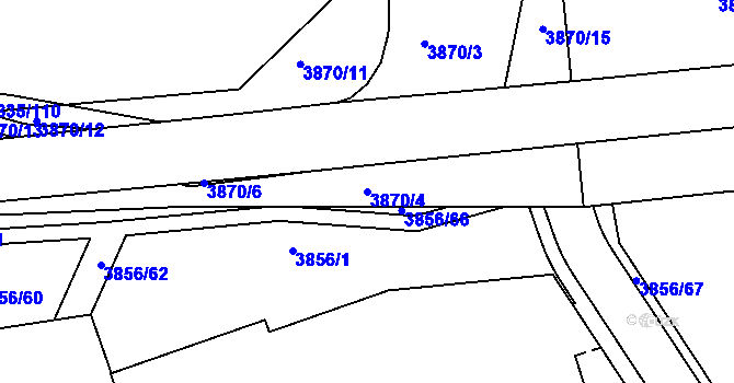 Parcela st. 3870/4 v KÚ Modřany, Katastrální mapa