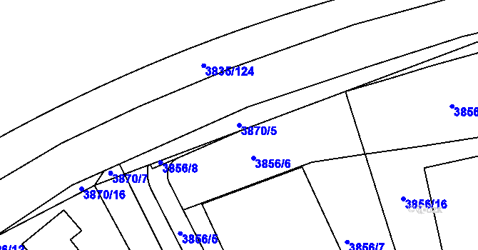 Parcela st. 3870/5 v KÚ Modřany, Katastrální mapa