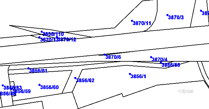 Parcela st. 3870/6 v KÚ Modřany, Katastrální mapa