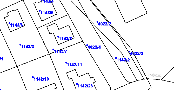 Parcela st. 4022/4 v KÚ Modřany, Katastrální mapa