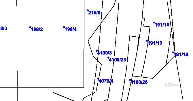 Parcela st. 4100/3 v KÚ Modřany, Katastrální mapa