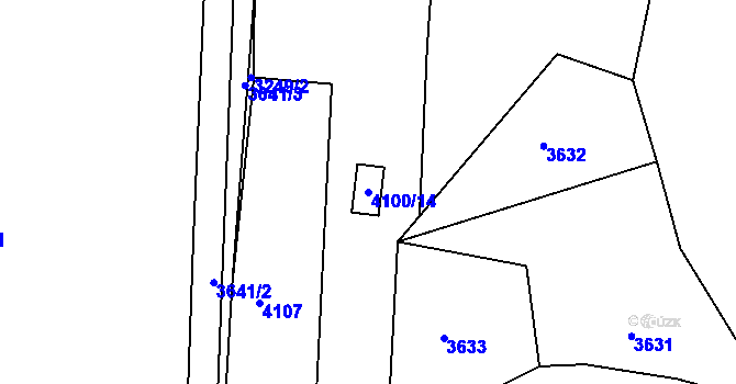 Parcela st. 4100/14 v KÚ Modřany, Katastrální mapa