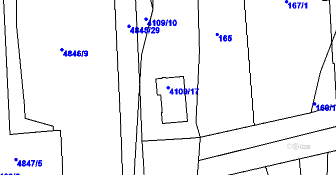 Parcela st. 4100/17 v KÚ Modřany, Katastrální mapa