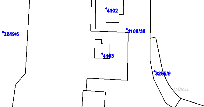Parcela st. 4103 v KÚ Modřany, Katastrální mapa