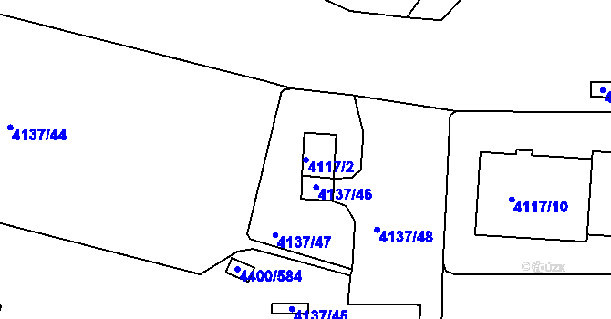 Parcela st. 4117/2 v KÚ Modřany, Katastrální mapa
