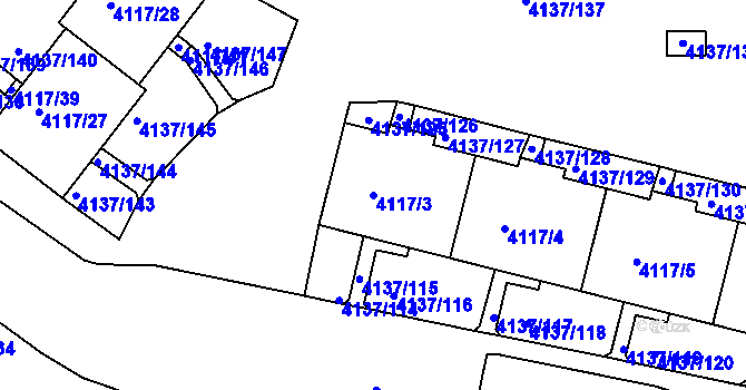 Parcela st. 4117/3 v KÚ Modřany, Katastrální mapa