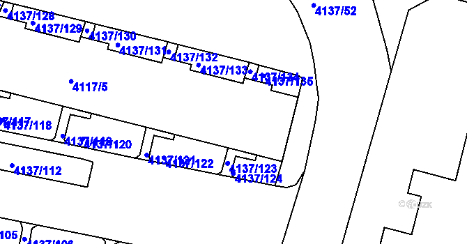 Parcela st. 4117/7 v KÚ Modřany, Katastrální mapa