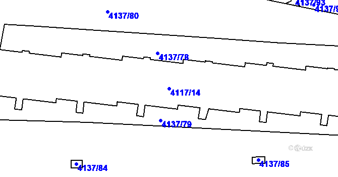 Parcela st. 4117/14 v KÚ Modřany, Katastrální mapa